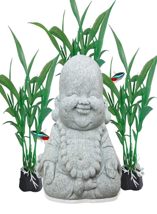 livelyfish Buddha Fish Tank Decor Asian Stone Buddha Figurines for Aquarium Zen Garden Fish Tank Statue Decorations Mini Stone Buddha Zen Garden Sculptures Decor,Gift, G - Image 1